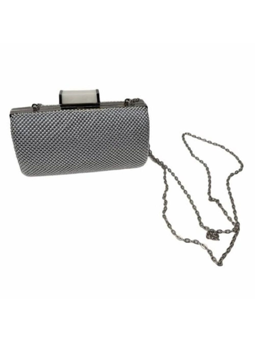 Jessica McClintock Silver Chain Crossbody Clutch